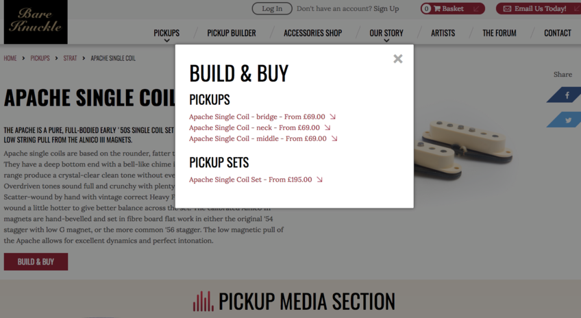 apache bare knuckle pickup builder