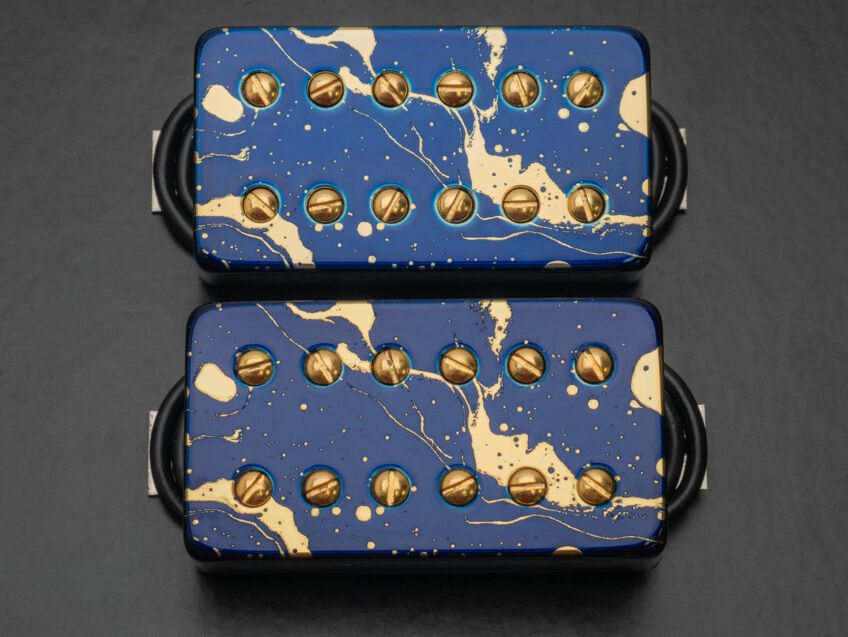 blue gold marble covered humbucker