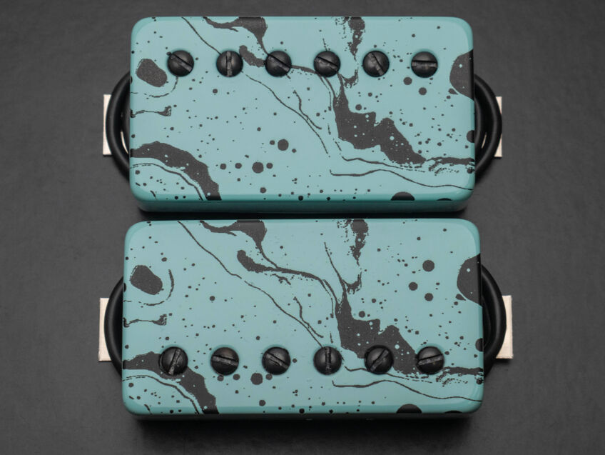 teal humbucker set black marble