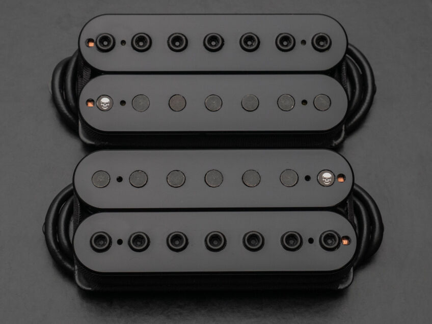 open humbucker set skull etch on pole