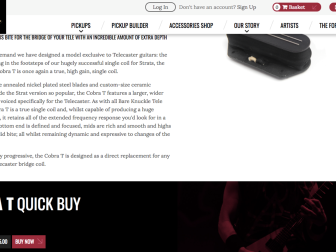 cobra t quick buy bare knuckle pickup builder