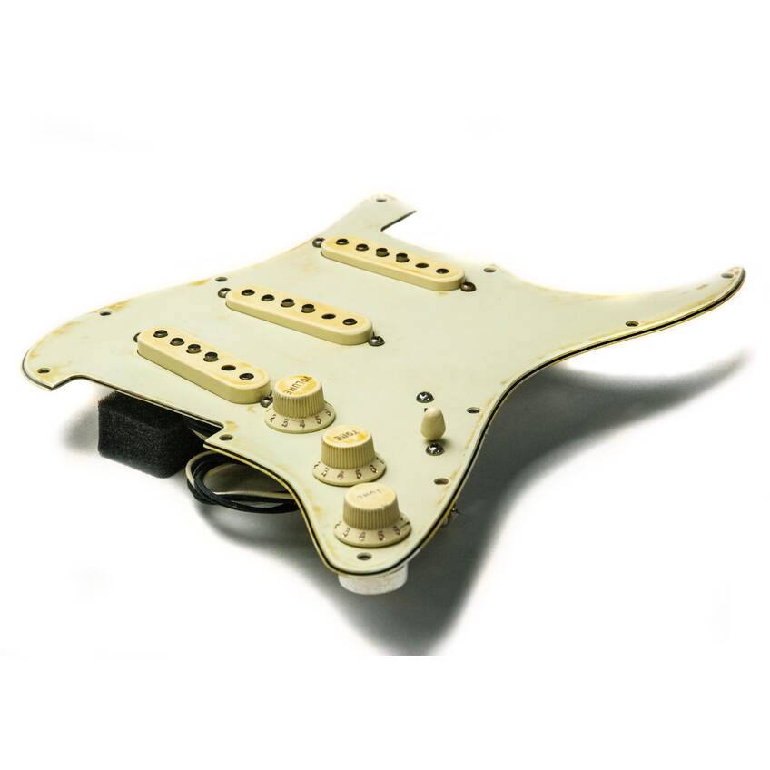63 Veneer Board Singlecoil Aged Mint / Cream Prewired Strat