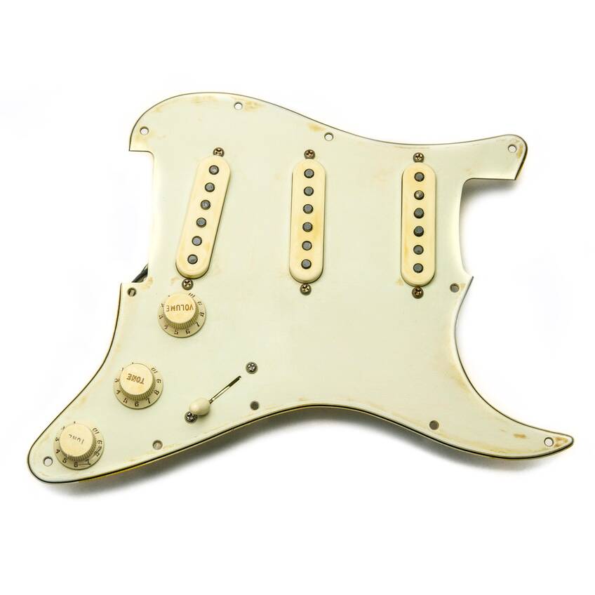 63 Veneer Board Singlecoil Aged Mint / Cream Prewired Strat