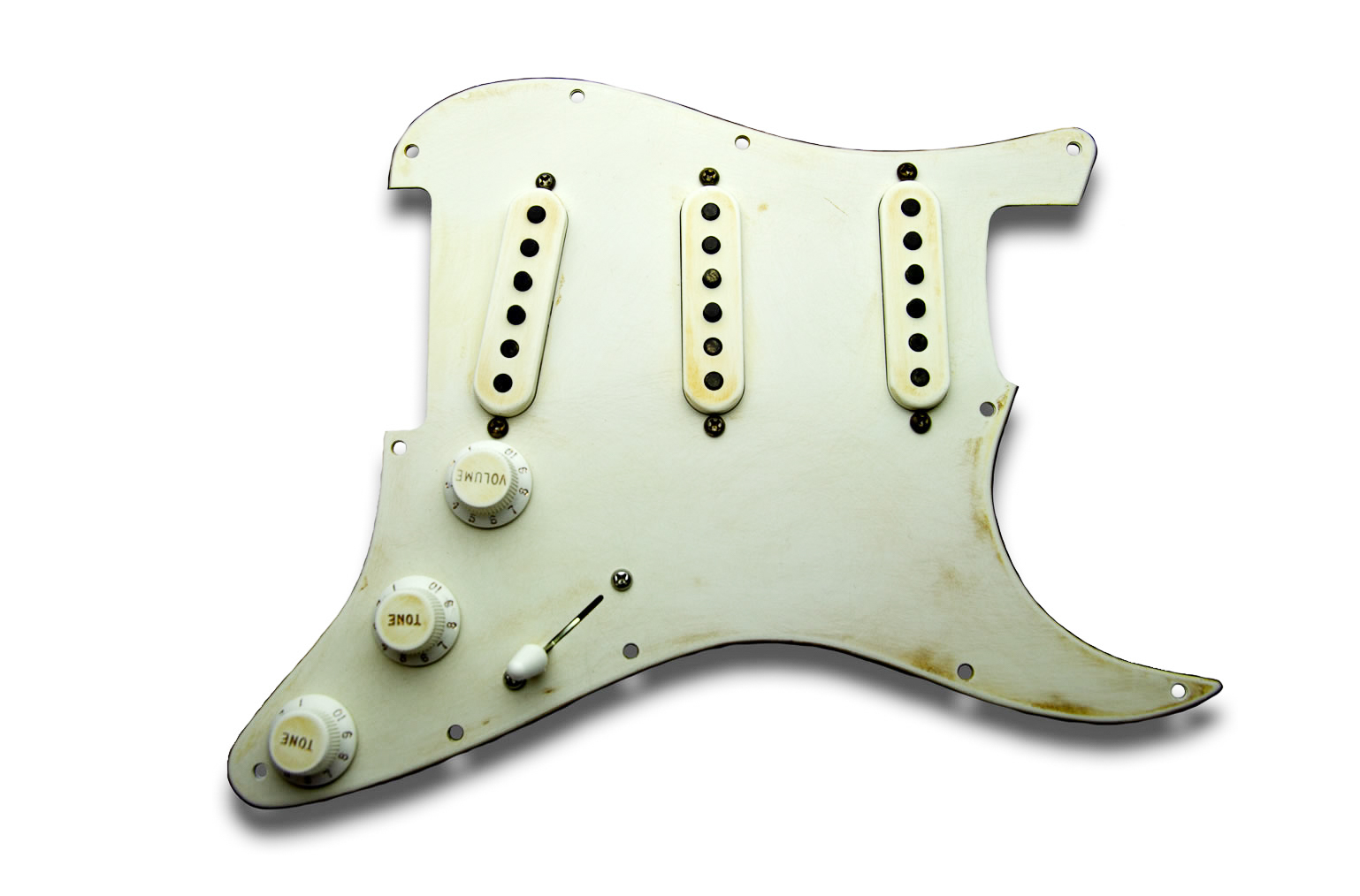 Mother's Milk Singlecoil Aged Parchment Prewired Strat Pickguard In